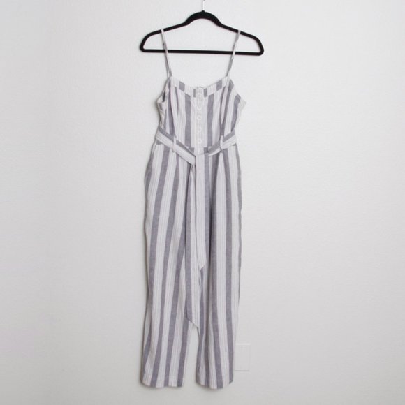 Rails Harper Jumpsuit Laguna Stripe Linen Blend Cropped Length Medium - Picture 3 of 9
